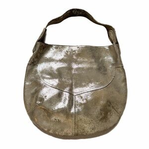 CoFi Leather Brushed Gold Metallic Hobo Bag